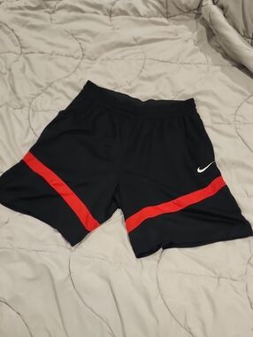 Nike Men’s Black Athletic Shorts with Red Accent